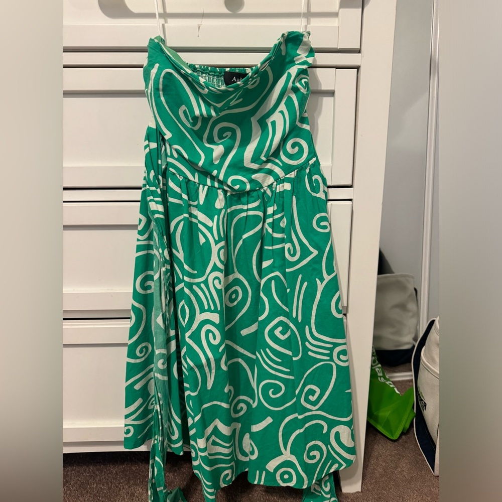 Green and White Patterned Dress